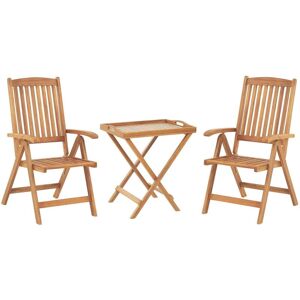 Beliani - Rustic Garden Bistro Set Acacia Wood Table 2 Chairs Folding Light Java