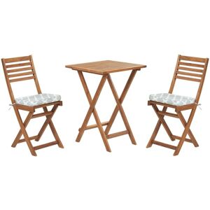 BELIANI Bistro Set with Cushions Folding FIJI Acacia Wood Mint Green