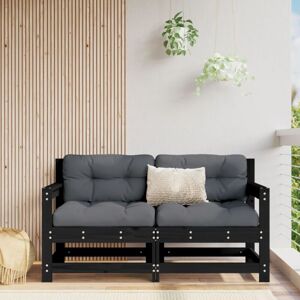 Bonnevie - Garden Corner Sofas 2 pcs Black Solid Wood Pine VSVS428308
