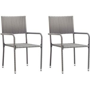 Vidaxl - Garden Dining Chairs 2 pcs Stackable Grey Poly Rattan