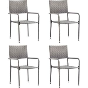 Vidaxl - Garden Dining Chairs 4 pcs Stackable Grey Poly Rattan