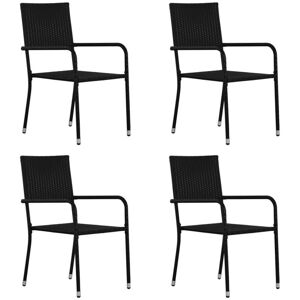 Garden Dining Chairs 4 pcs Stackable Black Poly Rattan vidaXL