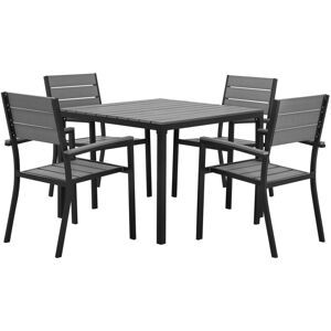 BELIANI 5 Piece Garden Dining Set Table and Chairs Slatted Plastic Wood Grey Prato