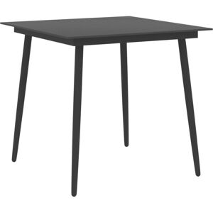 Bonnevie - Garden Dining Table,Patio table,Outdoor table Black 80x80x74 cm Steel and Glass VSVS80609
