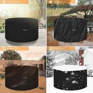 DEWDAT Garden Furniture Cover with Air Vents, Waterproof, Windproof, Anti-UV, Tear Resistant, Heavy Duty 600D Oxford Fabric Table Cover, Round (230x100cm)