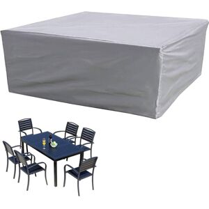 IKODM Garden Furniture Cover with Waterproof, Windproof, Anti-UV, Heavy Duty 210D Oxford Fabric Protective Cover for Table Chair Furniture, Silver