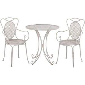 Beliani - Modern Outdoor Garden Bistro Set Grey Round Tabletop Metal Chairs Cilento
