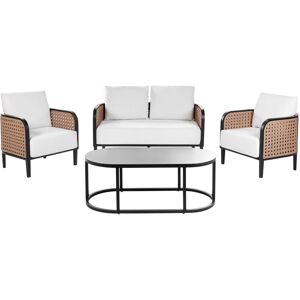 BELIANI Garden Lounge Set with Table 4 Seater MONTEFALCO Metal White