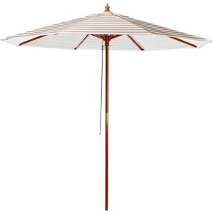 Beliani - Garden Outdoor Market Umbrella Parasol Wooden Pole Beige Striped Ferentillo