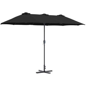 Garden Parasol Black 370 x 197 x 239 cm Powder-coated steel Vidaxl