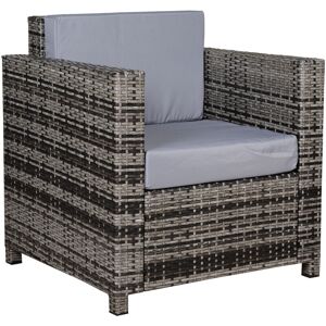 Outsunny - Garden Patio Rattan Wicker Furniture Single Cube Chair Sofa Outdoor Grey