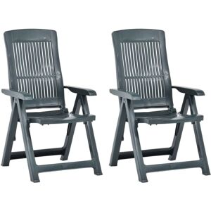 Garden Reclining Chairs 2 pcs Plastic Green vidaXL