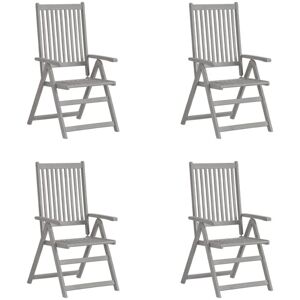 Bonnevie - Garden Reclining Chairs 4 pcs,Outdoor Chair Grey Solid Acacia Wood VSVS638395