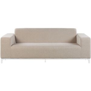 Beliani - Modern Outdoor Indoor Sofa Weather-Resistant Beige Fabric White Legs Rovigo