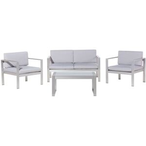 Beliani - Modern 4 Piece Aluminium Sofa Set with Coffee Table Light Grey Salerno