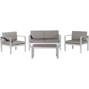 Beliani - Modern 4 Piece Aluminium Sofa Set with Coffee Table Dark Grey Salerno