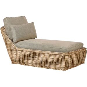 Beliani - Garden Sun Lounger Rattan Wicker 3 Taupe Cushions Boho Traditional Natural Belsito