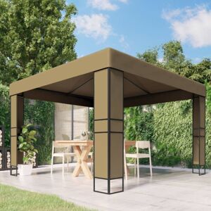 Bonnevie - Gazebo,Garden pavilion with Double Roof 3x3x2.7 m Taupe 180 g/m² VSVS582894