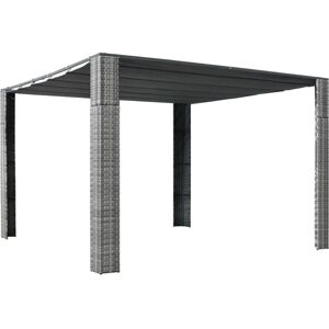 Bonnevie - Gazebo,Garden pavilion with Roof Poly Rattan 300x300x200 cm Grey and Anthracite VSVS718267