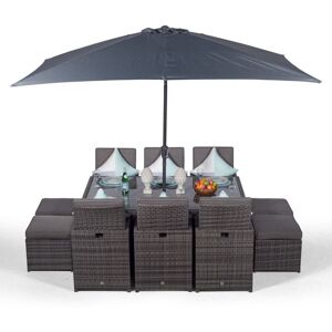MODERN FURNITURE DIRECT Giardino 6 Seater Rattan Cube Dining Set - Grey