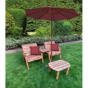 Charles Taylor - Grand Twin Straight Chair with Coffee Table - W220 x D74 x H98 - Fully Assembled - Burgundy