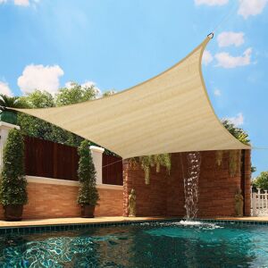 Green Bay - Sun Shade Sail Square hdpe Breathable uv Block Sunscreen Awning Canopy with Free Rope 5x5m Sand