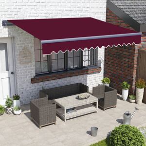 Green Bay - Greenbay 3.5 x 2.5m Garden Manual Awning with Grey Frame Patio Canopy Sun Shade Retractable Shelter Wine Red