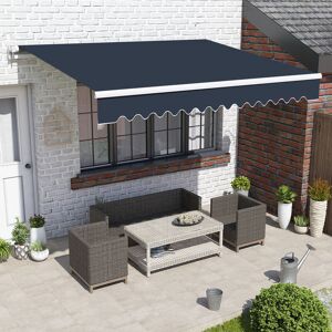 GREEN BAY Greenbay 3.5 x 2.5m Manual Awning Garden Patio Canopy Sun Shade Shelter Retractable Blue