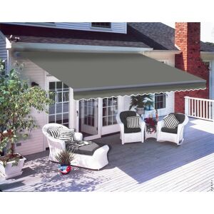 GREEN BAY Greenbay 4 x 3m Retractable Manual Awning Grey Frame Canopy Patio Garden Sun Shade Shelter Grey