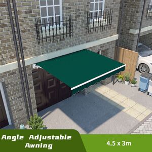 Greenbay - 4.5 x 3m Manual Awning Retractable Angle Adjustable Canopy Patio Garden Sun Shade Shelter Green
