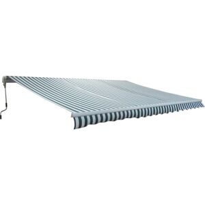 Green Bay - Greenbay Garden Patio Manual Retractable Awning Canopy Sun Shade Shelter Angle Adjustable 4.5x3M Green-White
