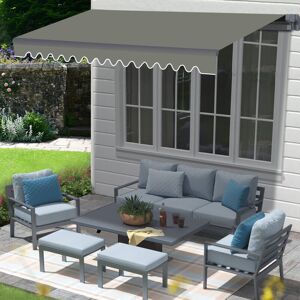 Green Bay - Greenbay Grey Frame Manual Awning Retractable Canopy Patio Garden Sun Shade Shelter Grey 3 x 2.5m