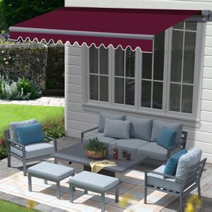 Green Bay - Greenbay Grey Frame Manual Awning Retractable Canopy Patio Garden Sun Shade Shelter Wine Red 3 x 2.5m