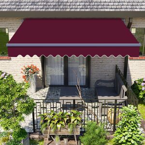 Green Bay - Greenbay Grey Frame Manual Awning Retractable Canopy Patio Garden Sun Shade Shelter Wine Red 4 x 3m
