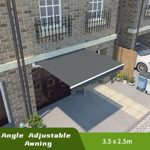 Greenbay - Manual Awning Canopy Patio Garden Sun Shade Shelter Retractable Angle Adjustable 3.5 x 2.5m Grey