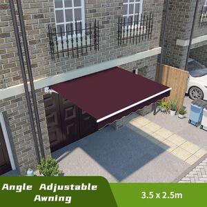 Greenbay - Manual Awning Canopy Patio Garden Sun Shade Shelter Retractable Angle Adjustable 3.5 x 2.5m Wine Red