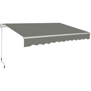 Green Bay - Grey Patio Manual Awning Garden Canopy Sun Shade Retractable Shelter 4x3M