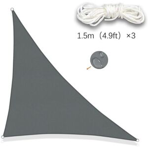 CSPARKV Grey, Triangle Shade Sail 3x3x4.3m Waterproof Shade Cloth UV Protection for Patio Garden, Terrace, Outdoor Balcony,