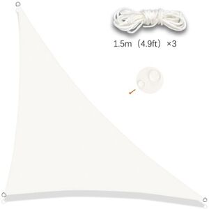 Csparkv - White, Triangle Shade Sail 3x3x4.3m Waterproof Shade Cloth uv Protection for Patio Garden, Terrace, Outdoor Balcony,
