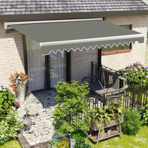 Green Bay - Half Cassette Manual Awning Retractable Garden Patio Sun Shade Canopy Grey 3.5x2.5M