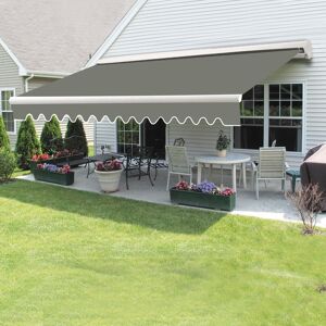 Green Bay - Half Cassette Manual Awning Retractable Garden Patio Sun Shade Canopy Grey 4.5x3M