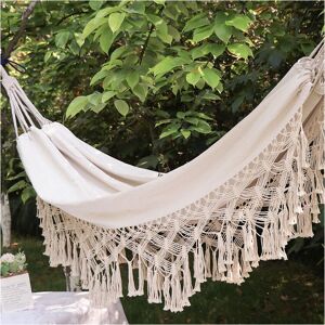 Gotrays - Hammock Chairs Swing Garden Outdoor Home White Cotton Rope Morocco Macrame-200150cm