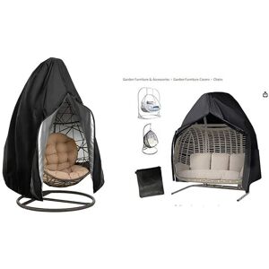 IKODM Hanging Chair Cover Protective Cover for Egg Chair Waterproof Covers for Garden Swing Furniture Black