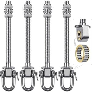 Jalleria - Heavy Duty Stainless Steel Swing Brackets with Ball Bearings (Set of 4), M10 Swing Screws, 816kg Capacity for Wood and Steel Beams, Yoga
