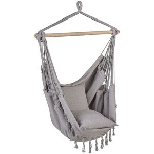 Beliani - Indoor Outdoor Boho Hanging Hammock Swing Chair Cotton Seat Light Grey Bonea