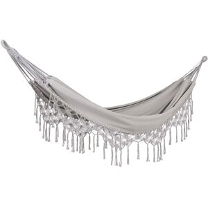 Beliani - Indoor Outdoor Boho Style Hanging Hammock Swing Cotton Seat Light Grey Rocca