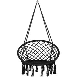 Beliani - Indoor Outdoor Boho Swing Hanging Chair Swing Cotton Macrame Seat Black Gabella