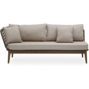 Premier Housewares - Interiors by Premier Rattan Chaise Lounge, Wooden Airy Chaise Lounge for Living Room, Bedroom, Lounger with Grey Cushioning