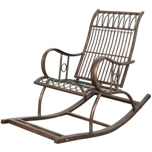 Biscottini - Wrought iron swing Rocking chair with armrests Garden armchair Metal deckchair Outdoor chair 127x64x90 cm