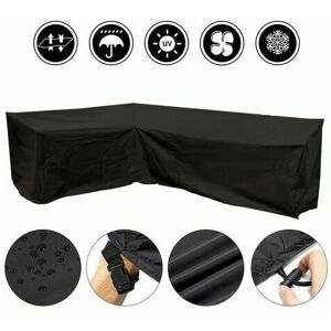 DEWDAT L Shape Patio Furniture Cover, 210D Oxford Fabric, Waterproof and Dustproof Patio Furniture Cover, Black, Right Longer Left Shorter - 222x286cm